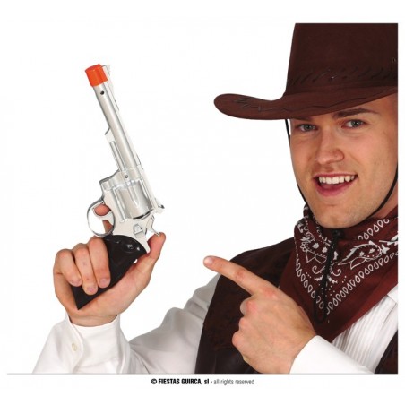PISTOLA VAQUERO PLATA 32 CM.